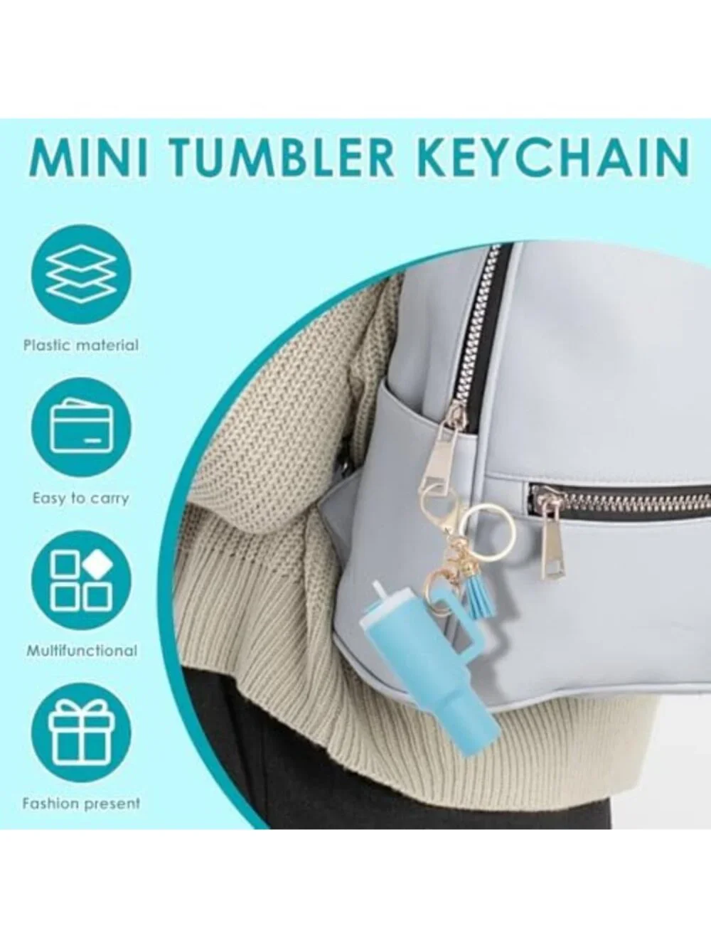 Cute Mini Tumbler Keychain Chapstick Holder | Adorable Bag Charm Accessory